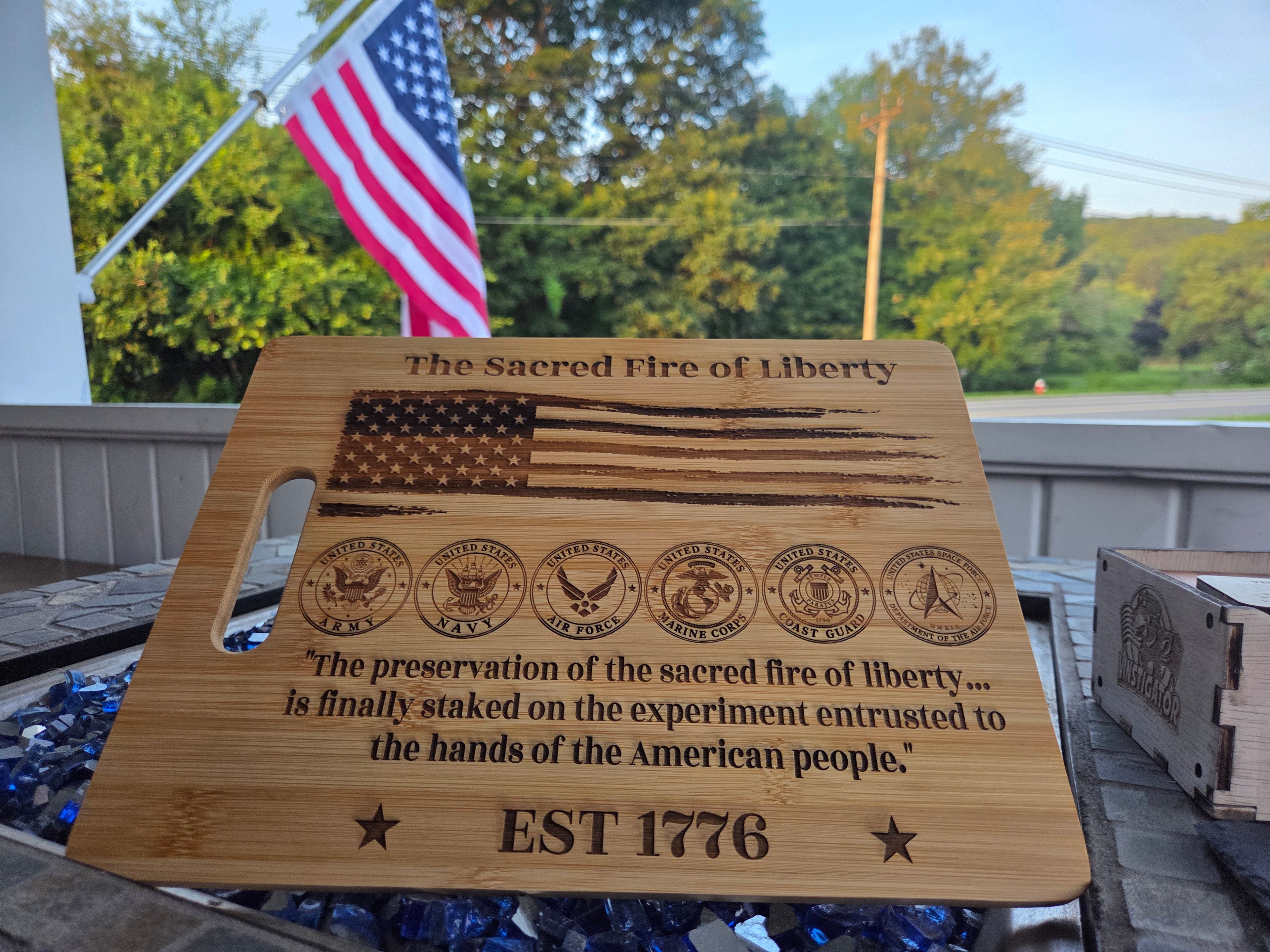 Personalized Military Engraved Bamboo Cutting Board