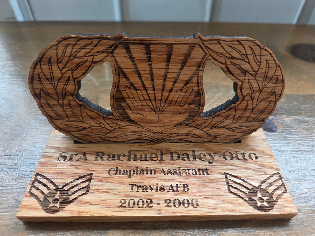 Personalized Wooden Badge & Insignia Display Stand
