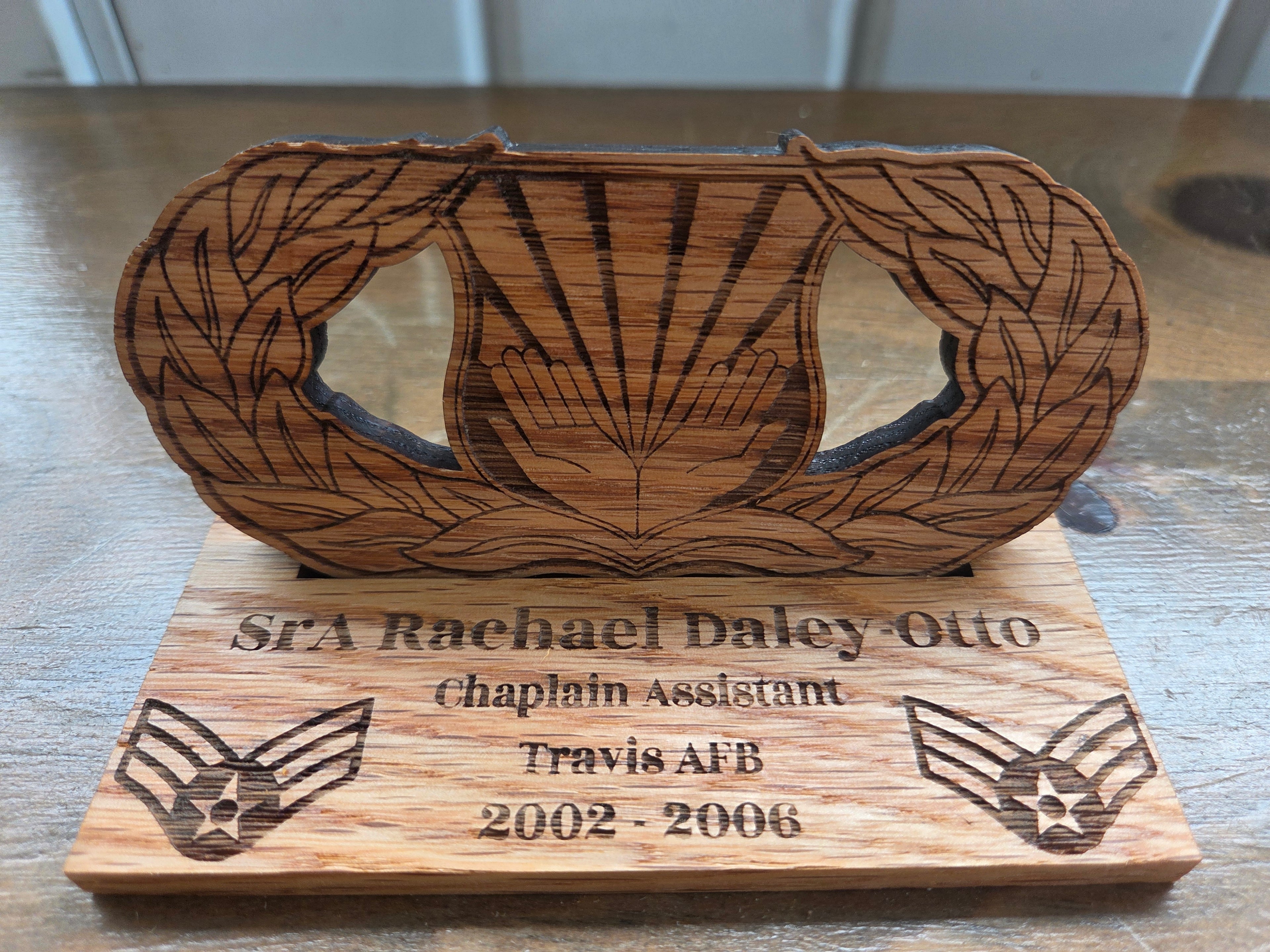 Personalized Wooden Badge & Insignia Display Stand