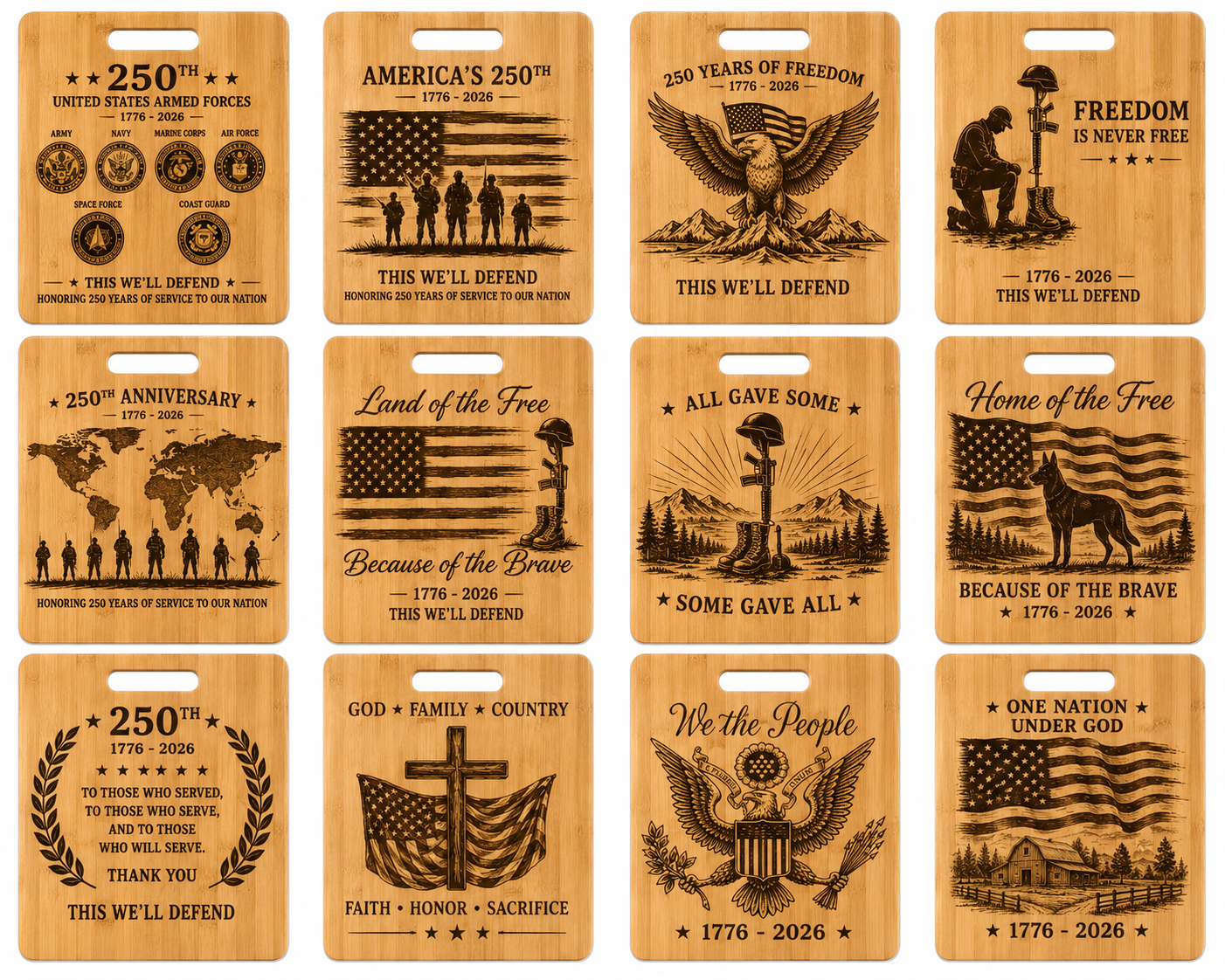 Personalized Military Engraved Bamboo Cutting Board