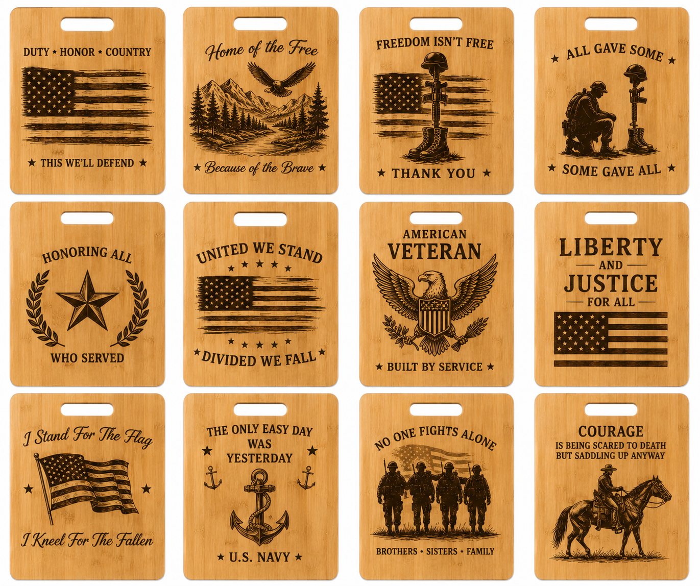 Personalized Military Engraved Bamboo Cutting Board