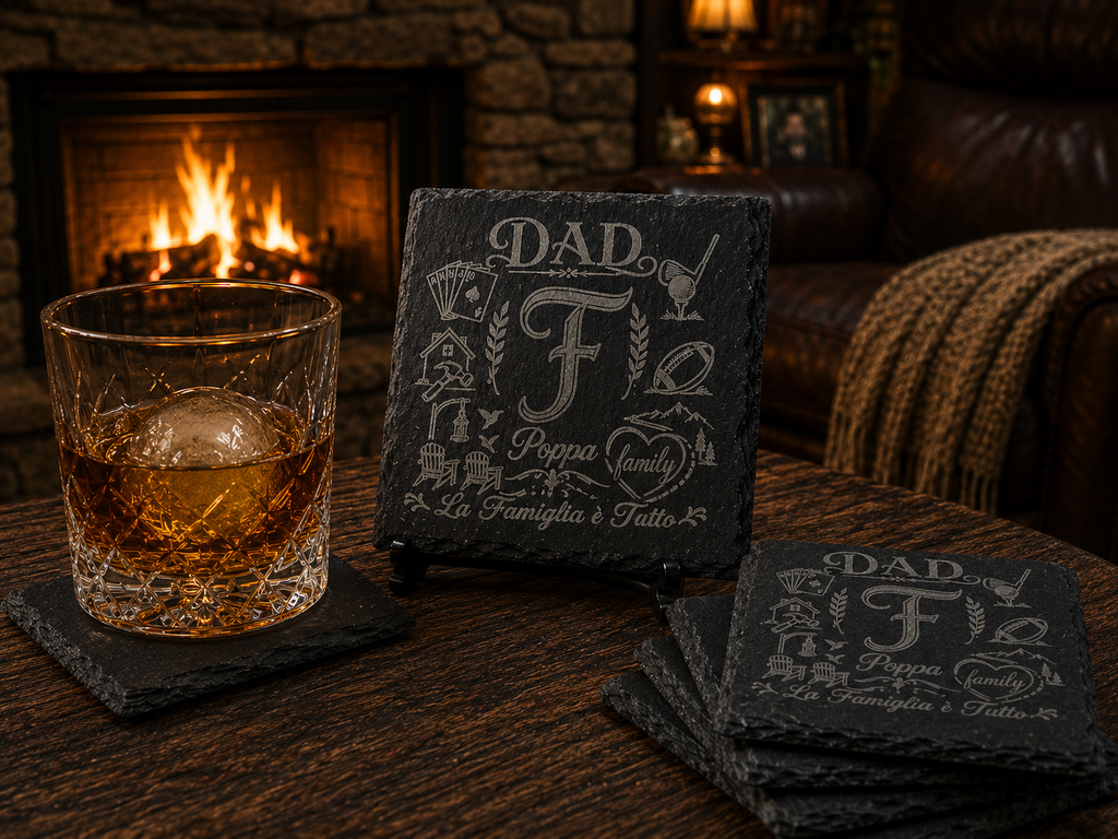 Personalized Engraved Slate Coasters - Set of 4